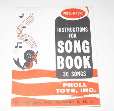 1950s? PROLL-O-TONE Piper Flute Instructional Song Book - Scarce - PROLL TOYS NJ • $8.50