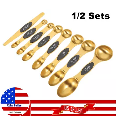 Magnetic Measuring Spoons & Cups Dual Sided Stainless Steel Kitchen Spoon Kit • $16.73