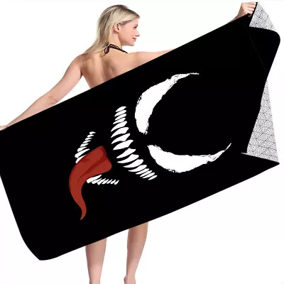 3D Marvel VENOM Bath Towel Swim Beach Microfiber Blanket Turt 70x140cm Gift UK • £13.90