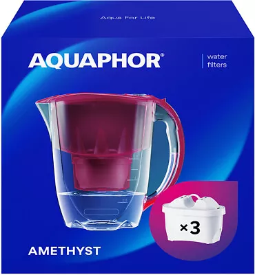 AQUAPHOR Water Filter Set Amethyst Incl. 3x MAXFOR + Filter Cartridges Cherry  • £19.95