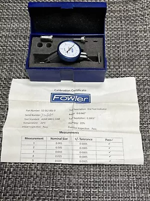 Fowler X Test 52-562-001-0 (0”-.060  Range) Inclined Test Indicator .0005  Grad. • $64.99