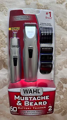 Wahl® 5606-420 Mustache/Beard/Nose/Ear Battery Trimmer + Comb/Oil/Brush SEALED • $18.20