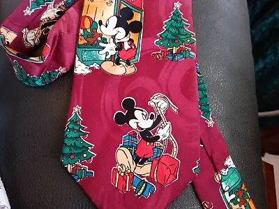 Disney Mickey Unlimited Christmas Silk Neck Tie Mickey Mouse Goes Shopping • $10