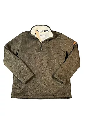 Orvis Sherpa Fleece Lined Jacket 1/4 Zip Pullover Coat  Medium Brown • $17.99