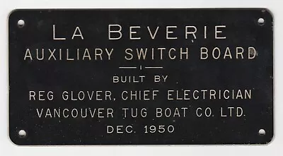 1950 Auxiliary Switch Board Plaque La Beverie Yacht (John Wayne's Wild Goose) • $7