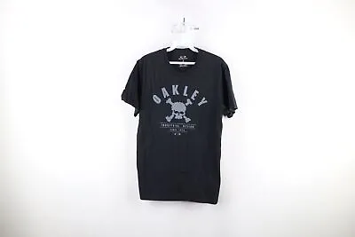 Vintage Oakley Mens Small Faded Spell Out Skull Bones Short Sleeve T-Shirt Black • $26.95