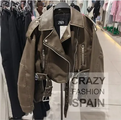 Zara Woman Nwt Ss23 Faux Leather Jacket Charcoal Biker All Sizes 4341/826 • $74