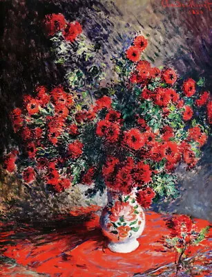 Red Chrysanthemum By Claude Monet Oil Painting Giclee Printed On Canvas P1798 • $8.99