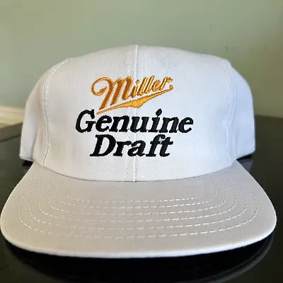 MILLER GENUINE DRAFT Beer Hat *New Old Stock* Vintage 1990's Strapback White • $19.99