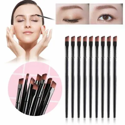 10Pcs Eyebrow Brush Tinting Eyeshadow Pro Angled Cosmetic Eye Brow Brushes Set • $7.02