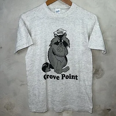 VTG 80’s Velva Sheen Raccoon Nature Grove Point Single Stitch USA Made Shirt - M • $14.49
