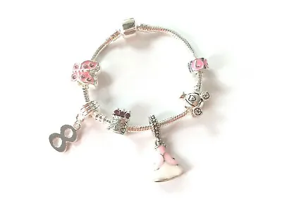 LIBERTY CHARMS Children's 'Pink Princess 8th Birthday' Charm Bracelet • £11.99