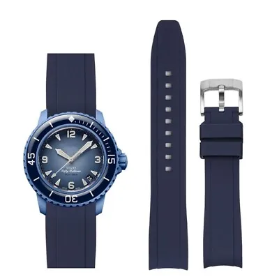 Navy Blue Fifty Fathoms Blancpain X Swatch Five Oceans Rubber Watch Strap • $29.99