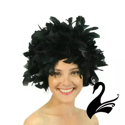 Wigs Feather Turkey Chandelle Wig - Black - Costume Party Cosplay Fancy Dress • $6.44