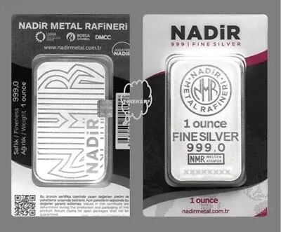 Nadir Metal Refinery  1  Oz.  Fine Silver Bar 999 Sealed In Certified Assay Card • $34.95