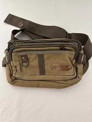 Canvas Large Fanny Pack Hip Bag Travel Hiking 6 Pockets Lots Of Room Packable • $12.95