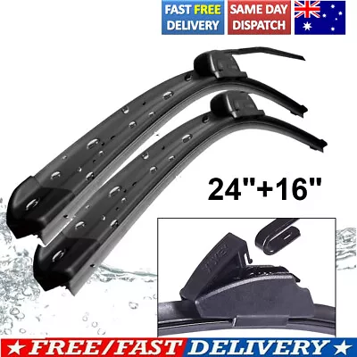 Windscreen Windshield Wiper Blades Front Window Fits J Hook Wiper Arm 24 & 16   • $16.66