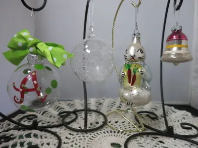 Vintage Ornament Choice A Ball Striation Blown Glass Bunny Rabbit Or Bell • $9