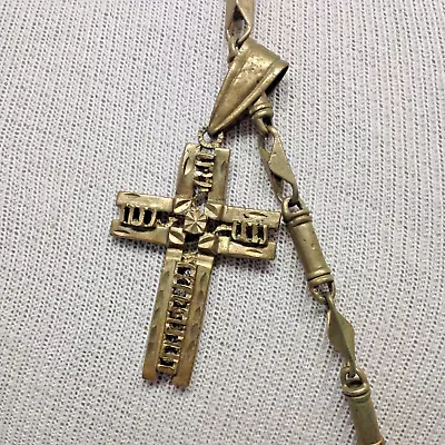 Solid Brass Cross Pendant Necklace With Brass Chain 18  Drop Length  • $29.99