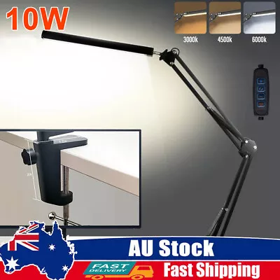 LED Desk Lamp With Clamp Bedside Study Reading Table Light Dimmable Eye-Care • $20.91