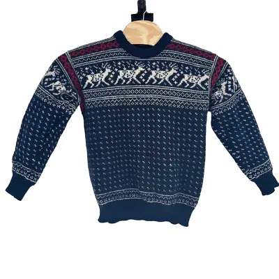 Dale Of Norway Vintage Reindeer Navy Blue Sweater 100% Wool Size XL 54 Men’s • $65