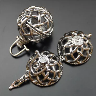 2pcs Black Brass Mexican Bola Ball Harmony Angel Caller Locket Net Charm 24*26mm • $5.03