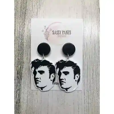 Black And White Elvis Legend Profile Earrings NEW • $12