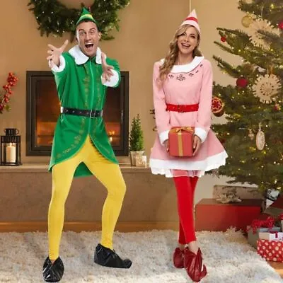 Christmas Buddy Elf Cosplay Costume Green Suit Pink Dress Elf Jovie Outfit • $45.14