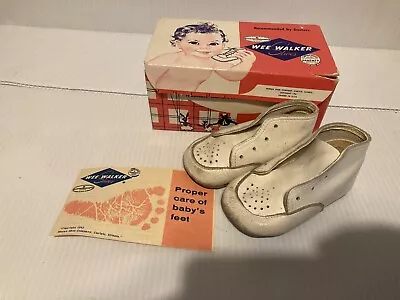 Vintage White Wee Walker Baby Crib Shoes With Original Box And Papers 1960 • $17.94