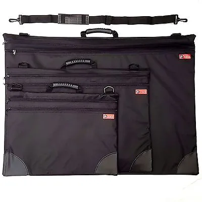 Jakar Art Folder Case Black Portfolio Water Resistant Double Zip Carry Strap Bag • £18.49