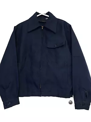 Vintage Lee Twill Delivery Uniform Mechanic Jacket Navy Blue 3 Pocket Size 42 R • $39.99