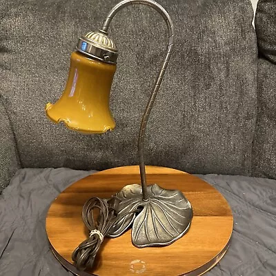 Vintage Loevsky & Loevsky Gooseneck Mid Century Brass Lily Pad Flower Lamp L&L • $43