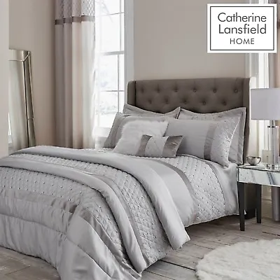 £50.99 • Buy Catherine Lansfield Sequin Cluster Silver Luxury Duvet Cover Set Or Accessories