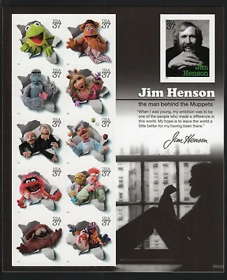 Jim Henson Sesame Street Muppets Creator 10 Character 3944 Us Mxf +1 Stamp Sheet • $10.95