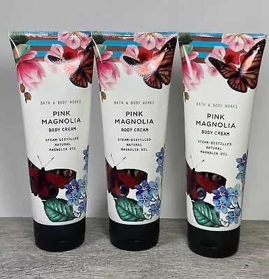 3x Bath & Body Works PINK MAGNOLIA 8 Oz STEAM DIST. ULTRA SHEA Body Cream • $64.95