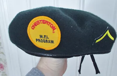 Vtg Bancroft Military 7 1/2 Green Wool Beret CHESTERTON MFI PROGRAM • $11