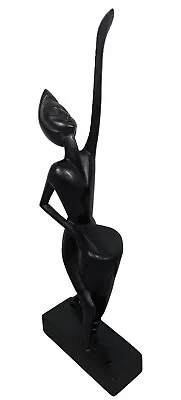 Mid Century African Makonde Carved Wood Sculpture - Women Drummer 13  Tall • $23