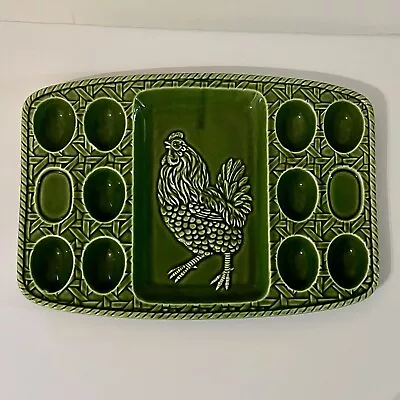 Vintage Egg Plate Green Ceramic Tray • $17.99