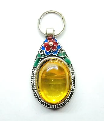 Yellow Naga Eye Artificial Gem Glass Thai Amulet Buddha Beautiful Pendant Lucky • $20.99