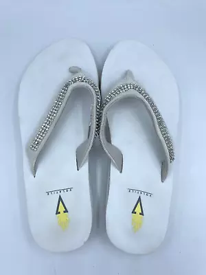 Volatile Women’s Sparkle Gem Wedge Sandals Size 9 Flip Flops White 1.5“ • $16.99