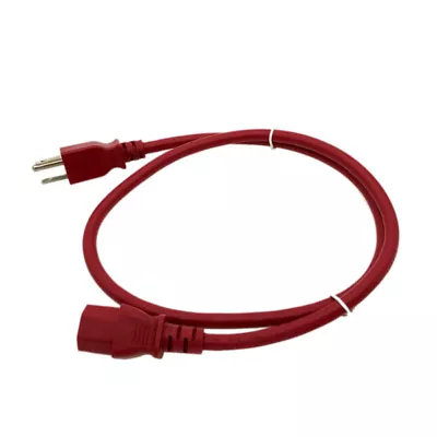 Red 3FT Universal 3 Prong AC Power Cord Cable 18AWG Computer Printer Monitor TV • $7.10