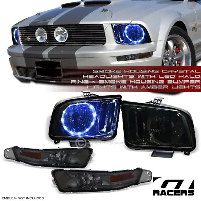 Smoke Drl Led Halo Headlights Nb+Signal Bumper Lamp Am Jy For 05-09 Ford Mustang • $119