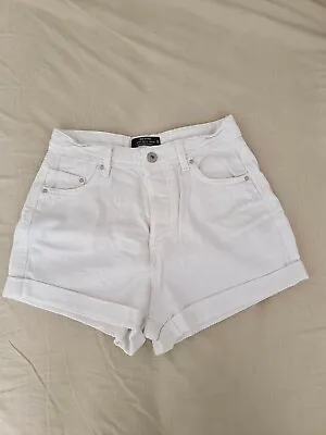 $19 • Buy Bershka White Denim Shorts Size 36 BNWOT
