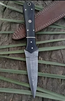 $31.50 • Buy Double-Edged V42 Military Damascus Steel Dagger Boot Knife Bull Horn Handle-x69