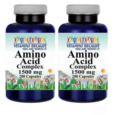 Amino Acid Complex 1500mg 13 ESSENTIAL AMINO ACIDS 2X200 Caps • $34.44