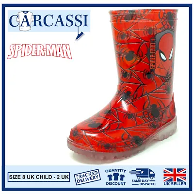 £14.99 • Buy Boys Spiderman Wellies Kids Childrens Red Rain Wellington Boots Size 8-2