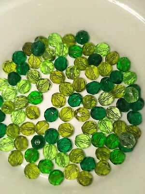 40x 8mm Faceted Green Mix Glass Czech Fire Polished Beads (jb3450) • $2.95