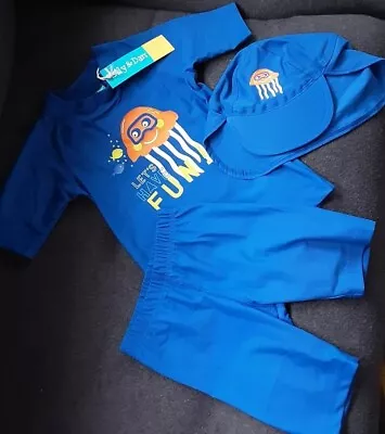 £7.99 • Buy Boys Age 3-4 Beachwear With UV Protection Top Shorts & Hat AGE 3 NWT Lily & Dan