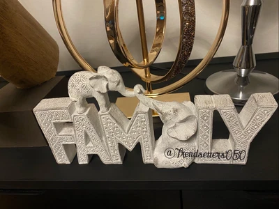 £17.89 • Buy New Next Grey Elephant Family Love Word Block Ornament Home Decor Sculpture 30cm