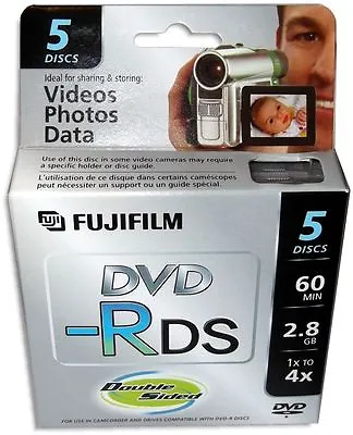 5-Pak FUJIFILM Mini DVD-R Double Sided 2.8GB 60-Min For Sony Camcorders • $15.99